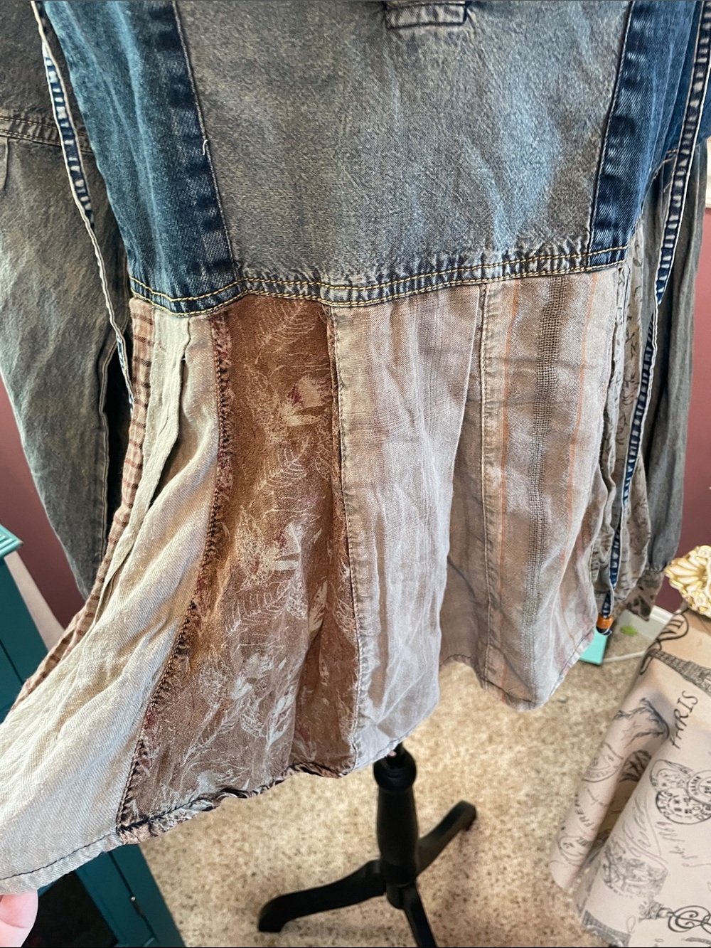 Boho Denim & Patchwork Hooded Jacket - Young Threads - Picture 6 of 16